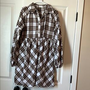 Plaid Button-Up Midi Dress